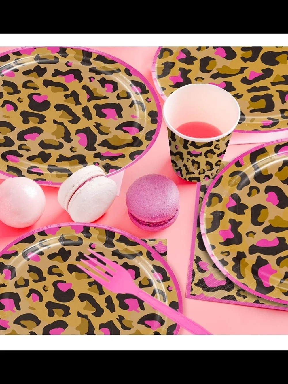 Wild Leopard Print Pink & Gold Birthday Party Kit For 50 Guest